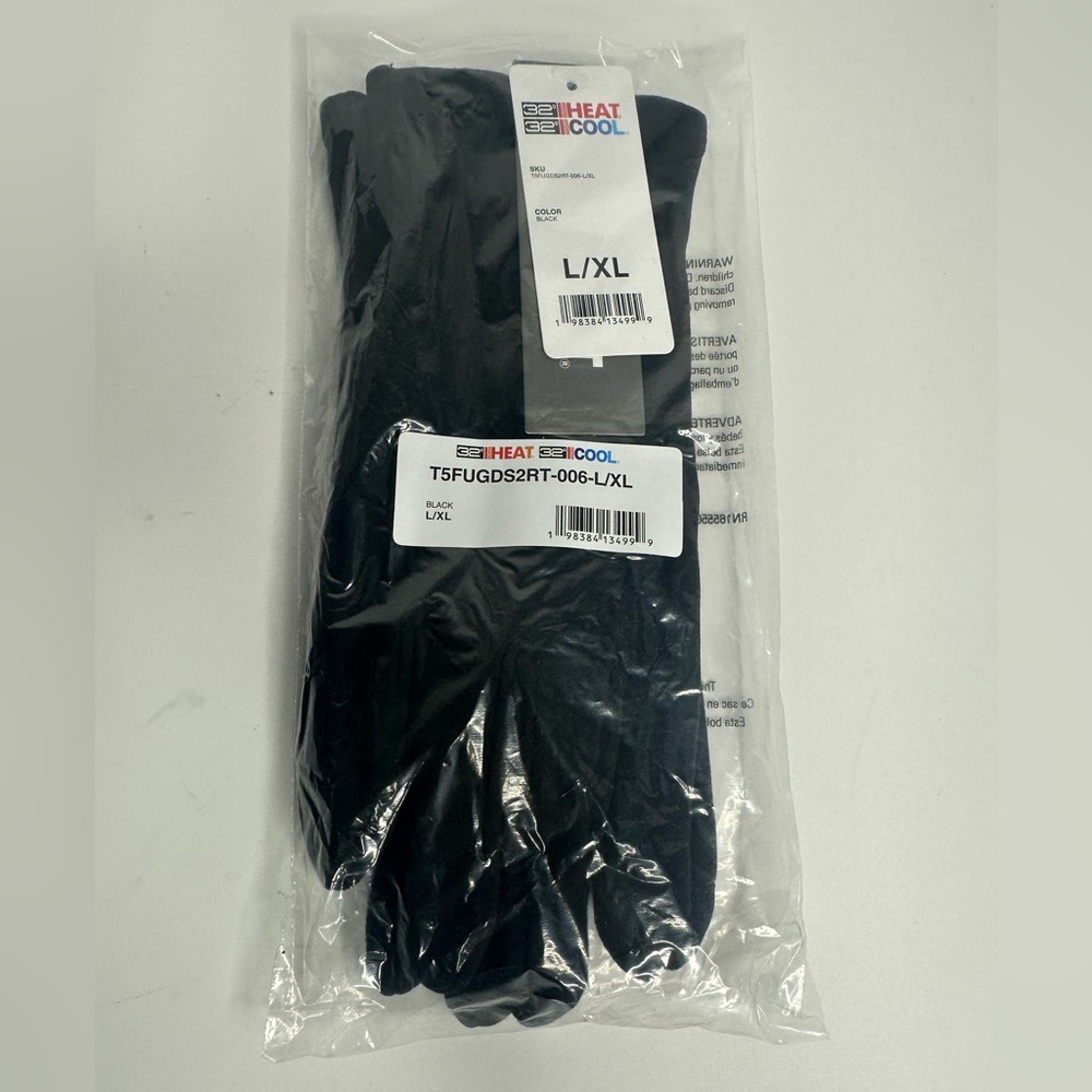 32 Degrees Heat Cool Black Gloves Unisex Winter NEW L/XL